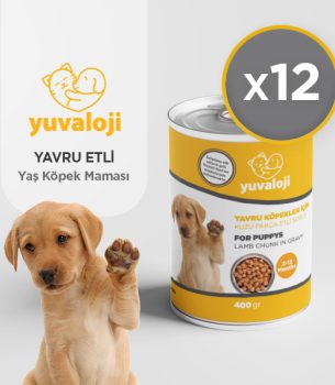 Yavru Köpekler İçin Kuzu Parça Etli Soslu Yaş Köpek Maması